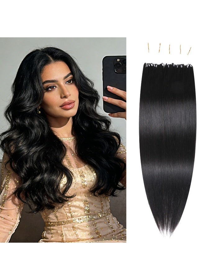 Rich Coco Invisible HD Seamless 100% Virgin Human Hair Extensions Straight Hair Extensions Medium Brown Color Soft Smooth Thick Natural Long Lasting Hair for Women - Image 2